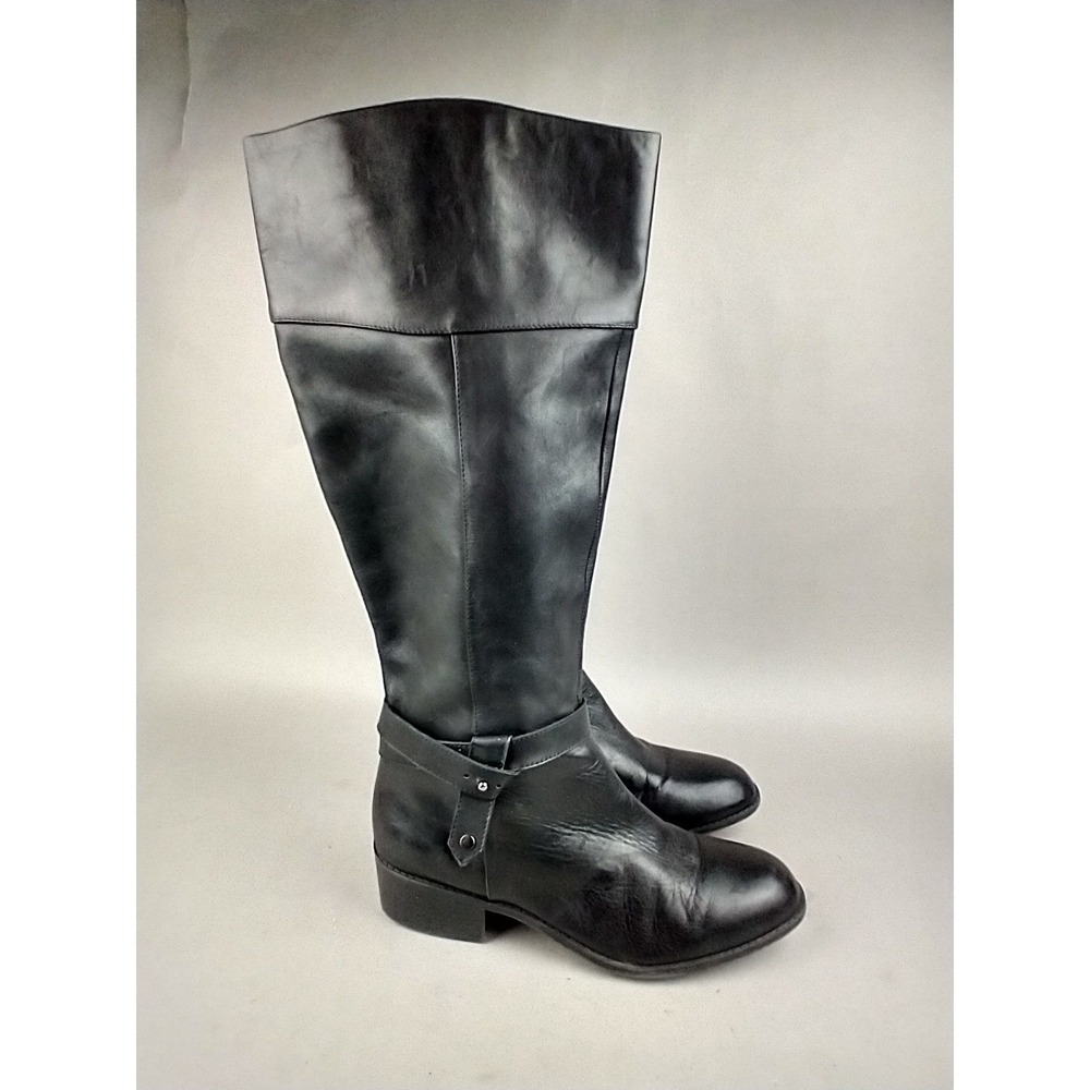 Alfani Berniee Black Leather Tall Riding Boots‎ StepFlex Knee High Womens 10M - Picture 2 of 12